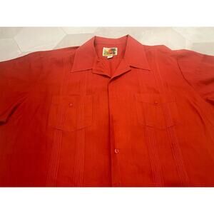 Mens Xl Tropical The Genuine Haband Guayabera Rust Cuban EUC